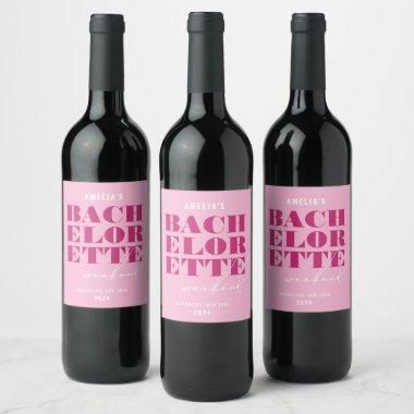 Bold Pink Bachelorette Weekend Wine Label