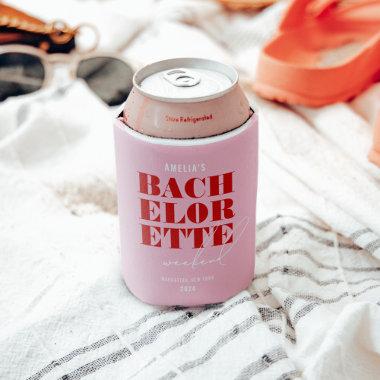 Bold Pink & Red Bachelorette Weekend Can Cooler