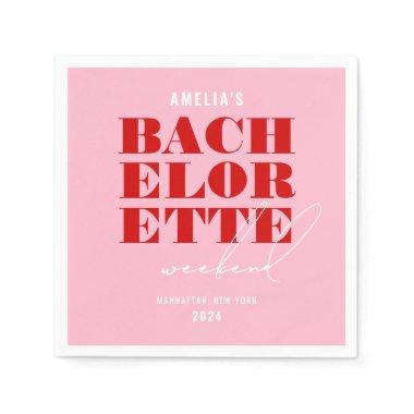 Bold Pink & Red Bachelorette Weekend Napkins
