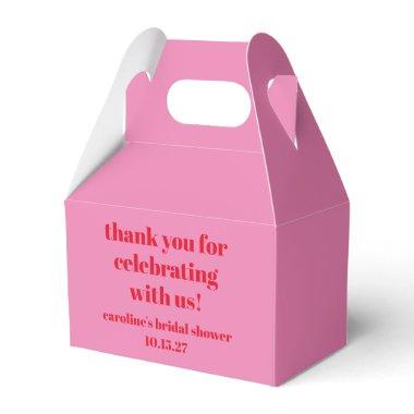 Bold Pink Red Custom Bridal Shower Thank You Favor Boxes