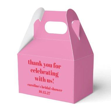 Bold Pink Red Custom  Thank You Favor Boxes