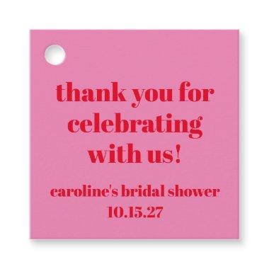 Bold Pink Red Custom  Thank You Favor Tags