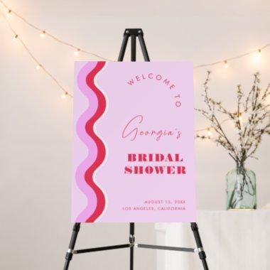 Bold Retro Wave Pink and Red Bridal Shower Welcome Foam Board
