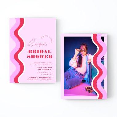 Bold Retro Wave Stripes Pink and Red