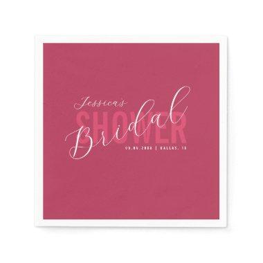 Bold Typography Script Viva Magenta Bridal Shower Napkins