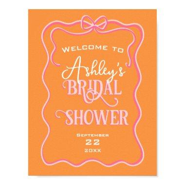 Bold Wavy Frame Bow Pink Orange  Poster