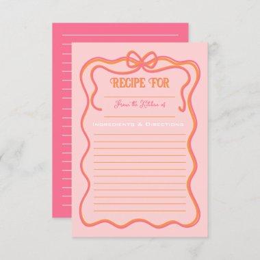 Bold Wavy Frame Bow Pink Orange Recipe Invitations