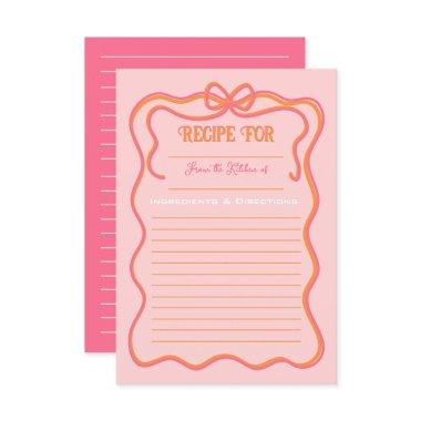 Bold Wavy Frame Bow Pink Orange Recipe Invitations