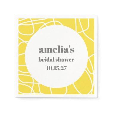 Bold Yellow Abstract Line Art Custom  Napkins