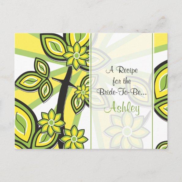 Bold Yellow Green Floral Recipe Invitations for the Bride