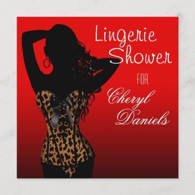 Bombshell Lingerie Leopard Corset Bridal Shower Invitations