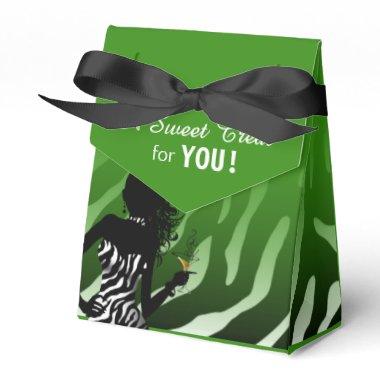 Bombshell Zebra | green Favor Boxes