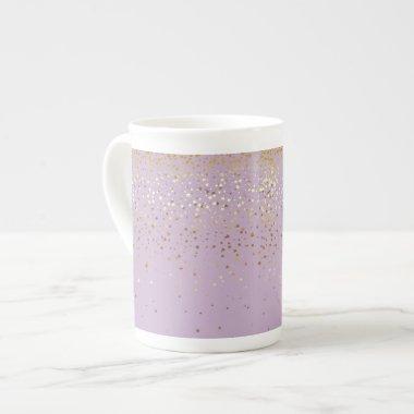 Bone China Mug-Petite Golden Stars-Lavender Bone China Mug