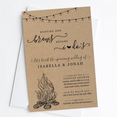 Bonfire & Brews Before I Dos Couples Bridal Shower Invitations
