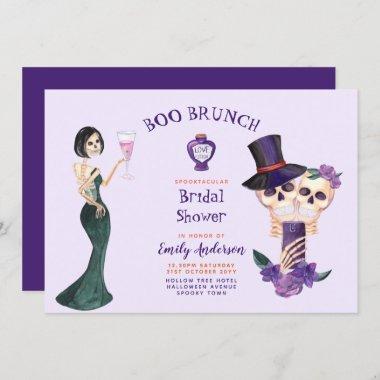 BOO BRUNCH Bridal Shower Purple Orange Halloween Invitations