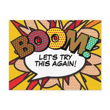 BOOM Postponed Change of Date Comic Book Pop Art PostInvitations