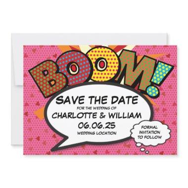 BOOM Save the Date Fun Retro Comic Book Pop Art