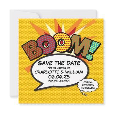 BOOM Save the Date Fun Retro Comic Book Pop Art