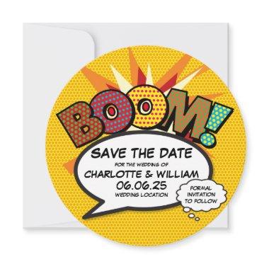 BOOM Save the Date Fun Retro Comic Book Pop Art