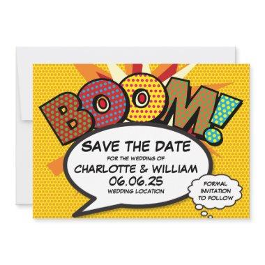 BOOM Save the Date Fun Retro Comic Book Pop Art
