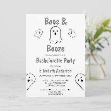 Boos and Booze Halloween Bachelorette Party Invitations