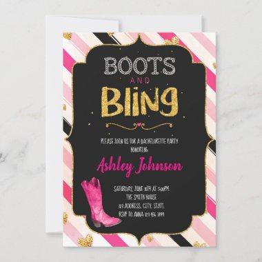 Boots and bling bachelorette party Invitations
