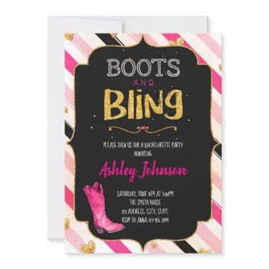 Boots and bling bachelorette party Invitations