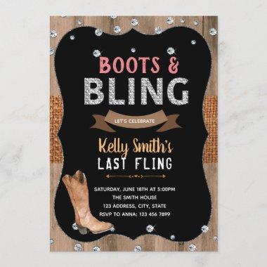 Boots and bling theme party Invitations