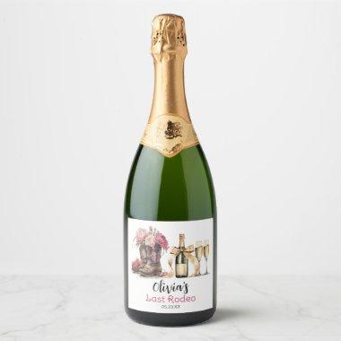 Boots and Bubbles Bridal Shower Last rodeo Sparkling Wine Label