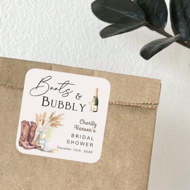 Boots And Bubbly Boho Pampas Grass  Square Sticker
