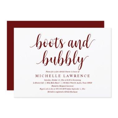 Boots and Bubbly, Bridal Shower Celebration Invita Invitations