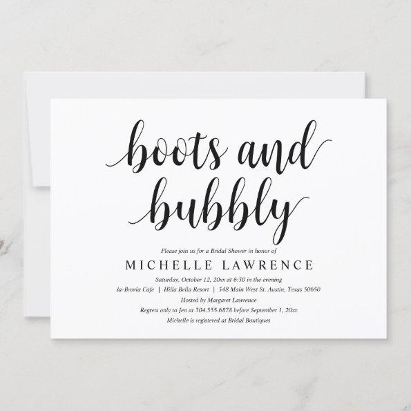 Boots and Bubbly, Bridal Shower Celebration Invitations