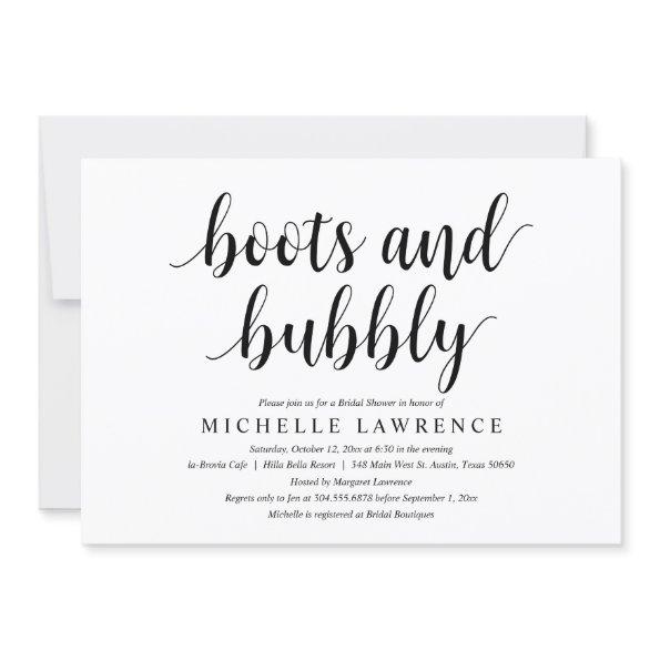 Boots and Bubbly, Bridal Shower Celebration Invitations