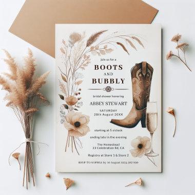 Boots And Bubbly Bridal Shower Invitations