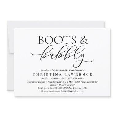 Boots and Bubbly, Bride to be, Bridal Shower Invit Invitations