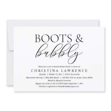 Boots and Bubbly, Bride to be,  Invit