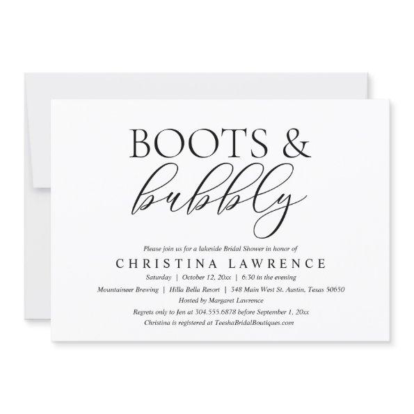 Boots and Bubbly, Bride to be,  Invit