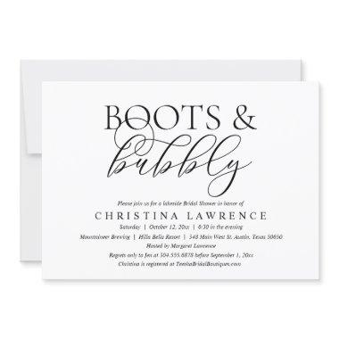 Boots and Bubbly, Bride to be, Bridal Shower Invitations