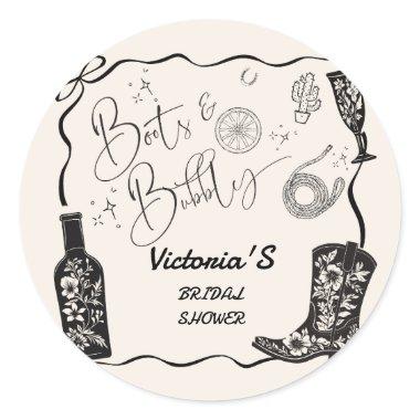 Boots and Bubbly Champagne Western  Classic Round Sticker
