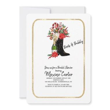 Boots and Bubbly Christmas Shower Invitations Custo