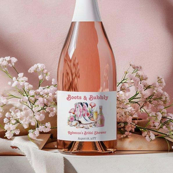 Boots and Bubbly Coastal Cowgirl  Sparkling Wine Label