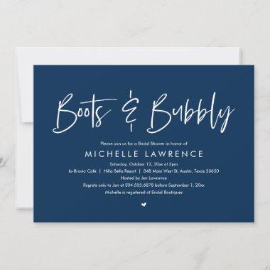 Boots and Bubbly, Modern Casual Bridal Shower Invi Invitations