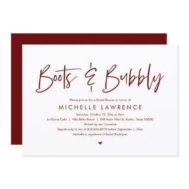 Boots and Bubbly, Modern Casual Bridal Shower Invi Invitations