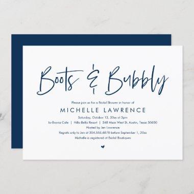 Boots and Bubbly, Modern Casual Bridal Shower Invitations