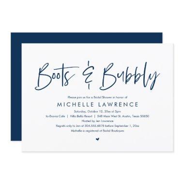 Boots and Bubbly, Modern Casual Bridal Shower Invitations