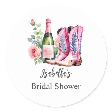 Boots and Bubbly Pink  Classic Round Sticker