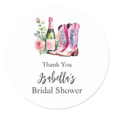 Boots and Bubbly Pink  Classic Round Sticker