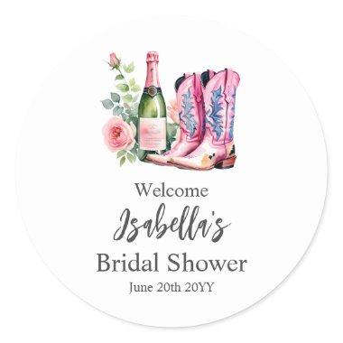 Boots and Bubbly Pink  Classic Round Sticker
