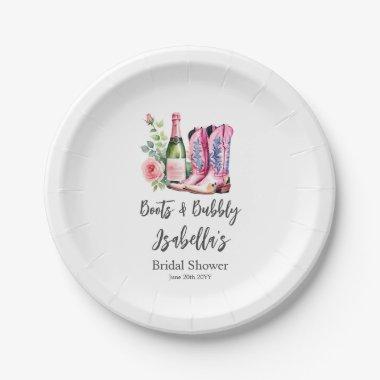Boots and Bubbly Pink  Paper Plates