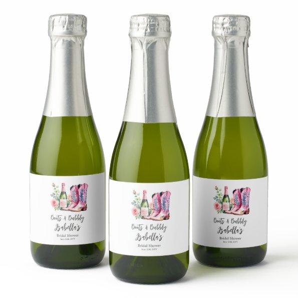 Boots and Bubbly Pink  Sparkling Wine Label